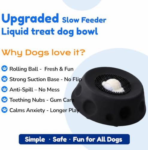 Lick and Roll Bowl for Dogs - Slow Feeder with Rolling Ball, Anxiety Relief