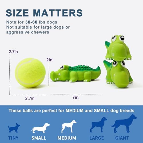Squeaky Dog Toys for Medium Dogs, Soft Latex Squeaky Dog Ball, Cute Funny Squeak Crocodile Pet Toys