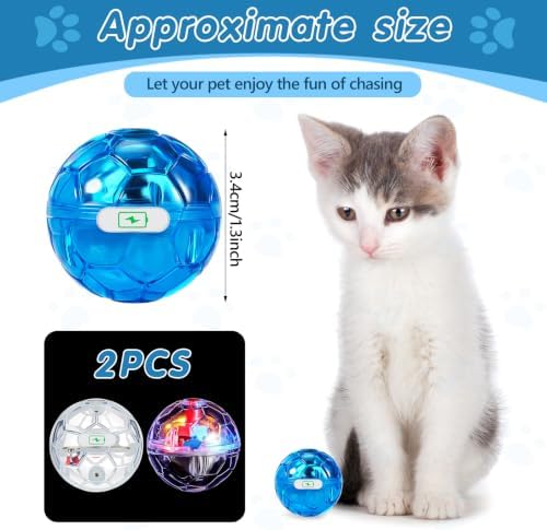 Sratte 2 Pcs Rechargeable Light up Cat Ball Ghost Hunting, Blue