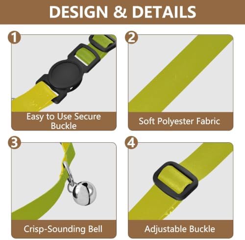 Yellow Green Gradient Adjustable Buckle Pet Collars 2 Pack Collar for Cats