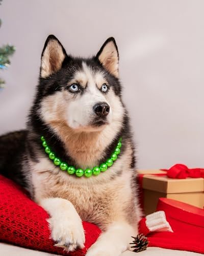 Chunky Pearl Dog Necklace (Beads 20mm),Elegant Classic Super Big Pearl Collar Necklace Accessories for Medium Large Dogs Occasions and Gatherings (Light Green, 4XL(Neck Girth 22.5''-25''))