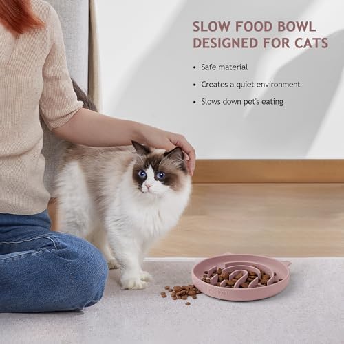 Coomazy Slow Feeder Cat Bowl Silicone Pet Puzzle Feeder for Slow Eating
