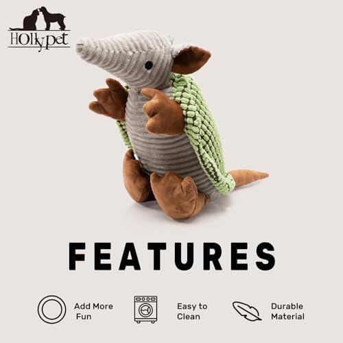 Hollypet Armadillo Squeaky Dog Toys for Medium Large Dogs, 14"