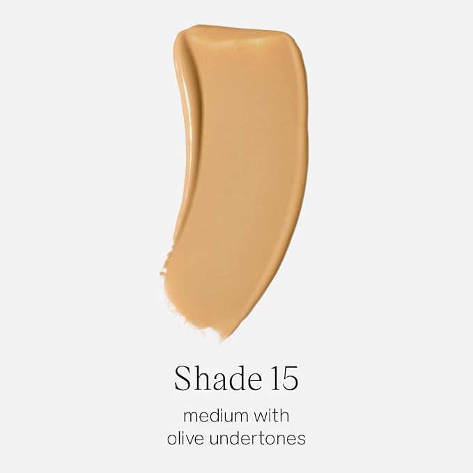 Saie Glowy Super Skin Tint Liquid Foundation - Weightless + Dewy Foundation with Lightweight Medium Coverage - Hydrating Face Makeup + Skin Care Serum Hybrid with Hyaluronic Acid - Shade 15 (1.01 oz)