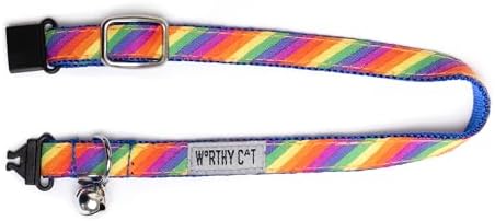 THE WORTHY DOG Summer Pattern, Breakaway Cat Collar, with Bell, Multi