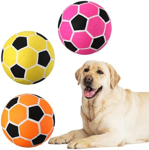 Vinsot 3 Pack 9.5" Large Dog Football Balls Interactive Pet Toys Dog Toy Football Chew Oversize Felt Training Fetch Ball for Small Medium Large Dogs Outdoor Play