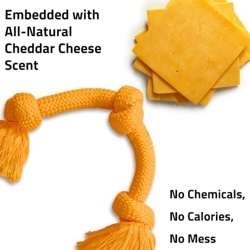 Playology Tug Rope Dog Toys for Large Dogs - Jumbo, Cheedar Cheese Scent