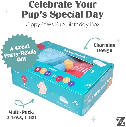 ZippyPaws Birthday Box Dog Squeaky Toys to Keep Them Busy - 3-Pack