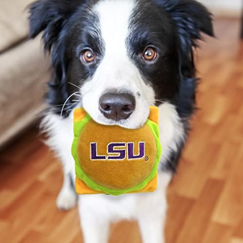 Pets First NCAA LSU Tigers Cheese Burger Plush Dog & CAT Squeak Toy - Cutest Stadium HAMBERGER Snack Plush Toy for Dogs & Cats with Inner Squeaker & Beautiful Football/Basketball Team Name/Logo