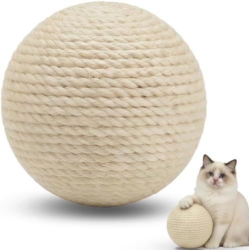 4-Inch Sisal Cat Toy Balls, Cat Toys for Indoor Cats, With Crinkle Sound