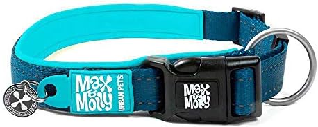 Max & Molly Matrix Sport Smart ID Dog Collar, Ultra Comfortable Sport Dog Collar with Reflective Outer Stitching & Lost Pet Protection Smart ID Tag, Blue, Extra-Small