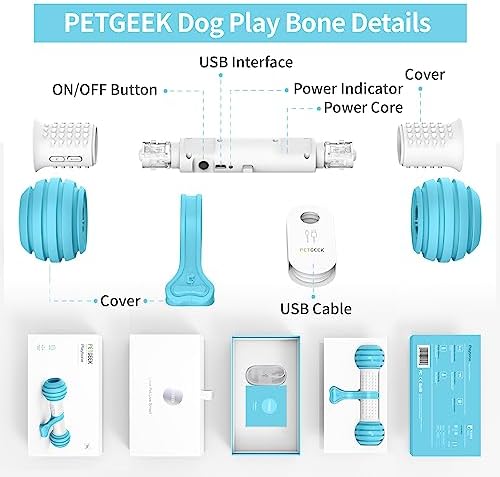 PETGEEK Interactive Dog Bone Toy, Dog Chase Toy for Medium Large Dogs