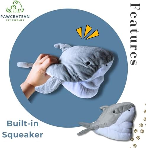 7" Squeaky Plush Toy for Puppies Small Dogs, Grey Shark