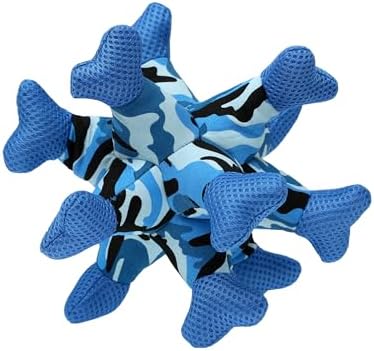 Dog Chew Squeaky Toys, Dog Teeth Cleaning Toy, Tug of War, Stuffed Jack Bone Toy with Squeakers, Interactive Toy for Small Medium Large Dogs,Blue