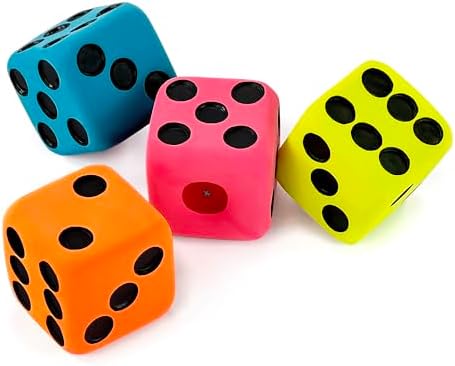 CHIWAVA 4PCS 1.7" Squeaky Latex Dog Toys Dice Fetch Play for Small Dogs