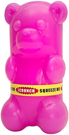 Ruff Dawg Gummy Bear Crunch Dog Toy – (1 pc) Assorted Colors – Loud Crinkle Rubber Fetch Toy with Treat Slot – Bouncy Ruff Flex Shell, Floats – Made in USA