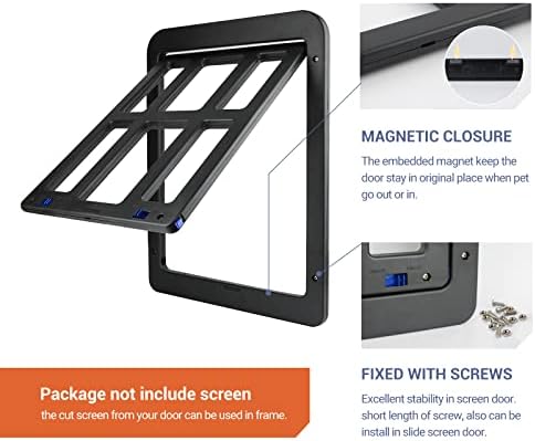 Namsan Cat Door for Screen Door, Passage 8.3 x 10.3 inches, Small Dog Door for Sliding Door, Cat Screen Window, Magnetic Flap Auto Closing, Screen Door with Doggie Door Built in, Lockable, Black
