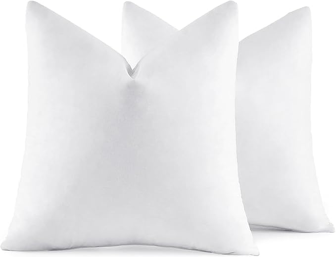MIULEE 18x18 Pillow Inserts, Set of 2 Feather Down Throw Pillows | Choppable and No Smell, Double-Layer Down-Proof Cotton Cover, Decorative Pillows for Couch Sofa and Bed