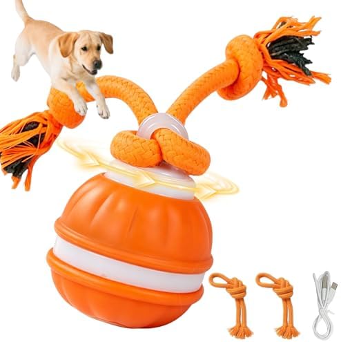 Dog Toys, Interactive Dog Toys, Automatic Interactive Dog Ball, 3 Modes Motion Activated Dog Balls for Medium Large Dogs, Type-C Rechargeable & Bite-Resistant (Orange01)