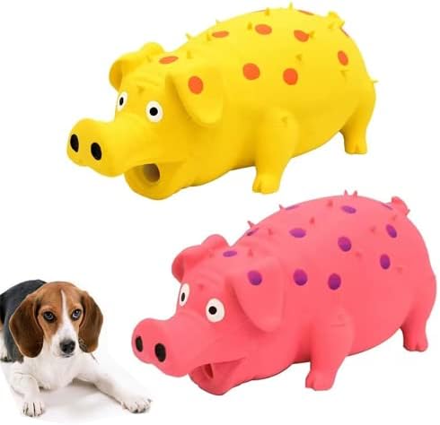 Squeaky Pig Dog Toys, 2 Pack Grunting Pig Dog Toy that Oinks Grunts for Small Medium Large Dogs, Grunting Pig Sound Play Dog Toy