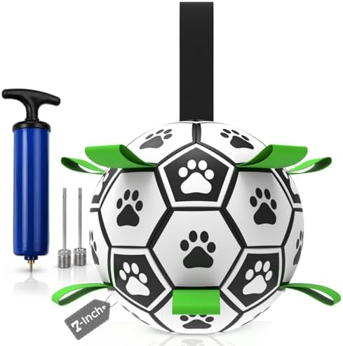 7 Inch Dog Soccer Ball with Straps, Herding Balls, Toy for Tug