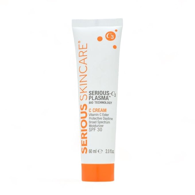 Serious Skincare - Vitamin C Broad Spectrum SPF 30 Sunscreen Moisturizer for Face, Hydrates Dry Skin, C3 Esters Anti-Aging Wrinkle Cream with Collagen, Radiant Skin, Daily Use, No White Cast 2 Fl. Oz.