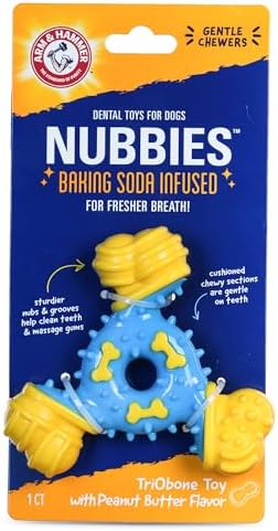 Arm & Hammer Nubbies TriBone Dental Dog Chew Toy, Peanut Butter Flavor