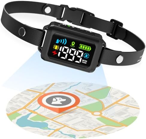 GPS Wireless Dog Fence System with Adjustable Range 33-1999 Yards, IPX7 Waterproof Rechargeable Collar, Static/Beep/Vibration Modes, Memory Function & Auto Protection