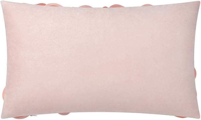 KINGROSE Handmade 3D Flower Soft Home Decorative Throw Pillow Case Rectangle Cushion Cover for Bed Living Room Sofa 12 x 20 Inches Solid Suede Pink