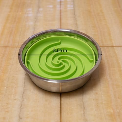 Bifeaw Slow Feeder Dog Bowls, Dishwasher Microwave Safe Silicone Puppy Puzzle Bowl with Non-Slip Design for Eating (Green and Orange)