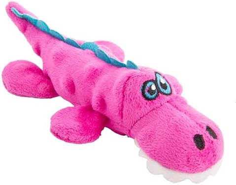 goDog Just For Me Gators Squeaky Plush Dog Toy, Chew Guard Technology - Pink, Mini