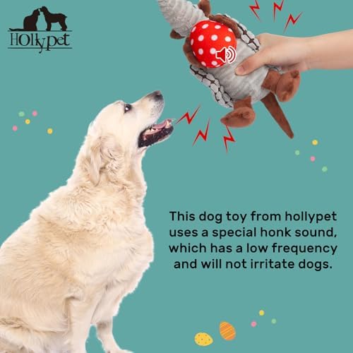 Hollypet Armadillo Squeaky Puppy Dog Toys for Small Medium Dogs, Red Egg