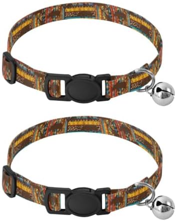 2 Pack Cat Collar African Animals Giraffes Bell Collar for Small Dogs, Adjustable 10.6 to 17.1 Inches