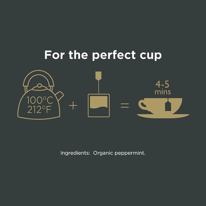 Taylors of Harrogate Organic Peppermint, Herbal Tea, Pillow Tea Bags, 50 Count (Pack of 6), Clean, Pure and Refreshing, Caffeine-Free, Enjoy Hot or Iced, 300 Teabags Total