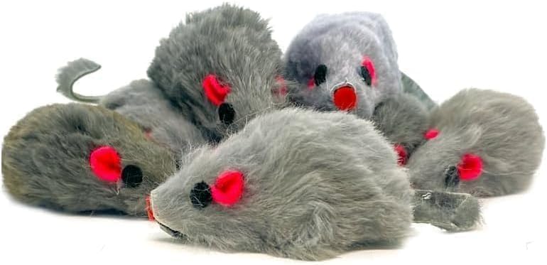 5Pcs Gray Fur Rattle Mouse Cat, Interactive Pet Play Mice, Animal for Cats, Pet Supplies