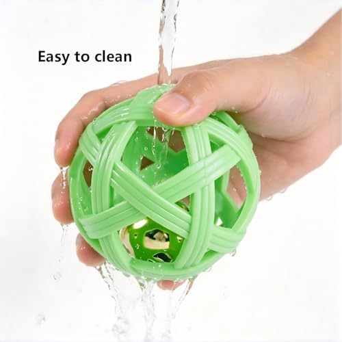 2PCS pet Bell Ball Toy,Suitable for Dogs, Cats, and Other Animals. Safe and Durable, bite-Resistant Design, Promotes Activity, an Essential Daily Plaything for Pets. (Green and Yellow)
