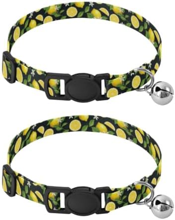 Lemons Puppy Collar with Bell 2 Pack Cats Collar Adjustable 10.6 to 17.1 Inches