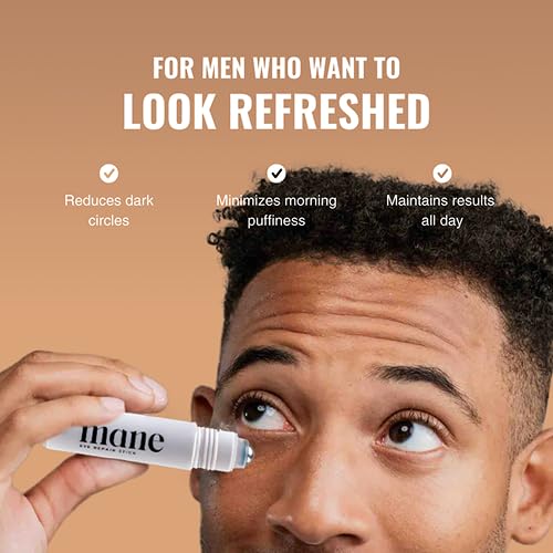 Superior Mane EyeStick Repair for Men | UnderEye Serum Roller for Dark Circles w/Caffeine, Vitamin B3 Peptides & Ceramides | Reduces Puffiness Dark Circles | Anti-Aging Under Eye Stick Dark Circle