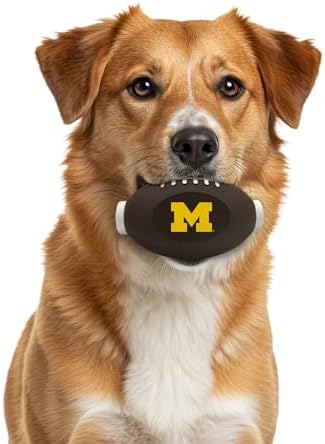 Pets First NCAA Michigan Wolverines Football Treat Dispensing Toy for Dogs and Cats, Rubber Ball Pet Toy, Interactive Fun Doggie Treat Toy, Natural Rubber Feeding Toy (MI-3622)