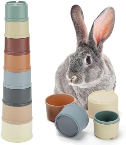 8 Pcs Stacking Cups for Bunny, Multi-Colored Reusable Rabbits Bunny Toys