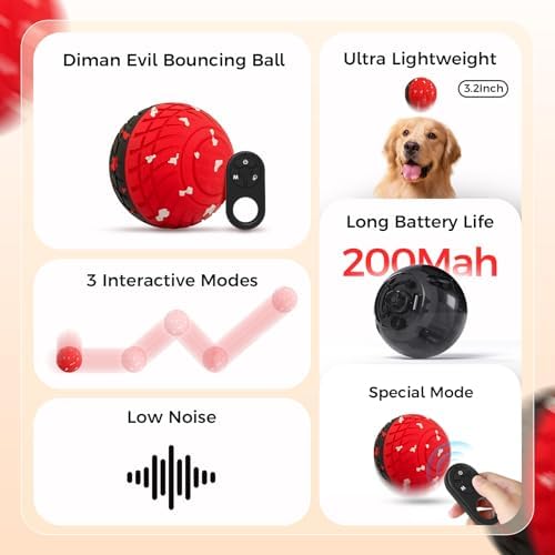 Diman Interactive Dog Ball Toys with Remote Control, E-TPU Material