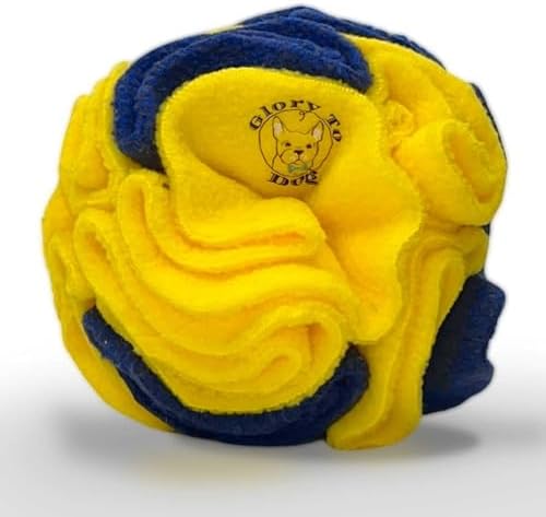 Glory To Dog Puppy/Small Breed Snuffle Ball Toy Bright Yellow & Royal Blue