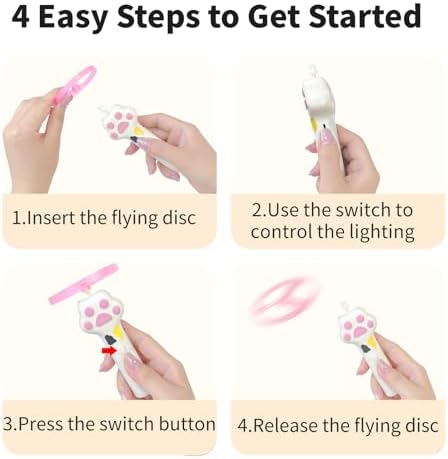 Rechargeable Cat Flying Disc Launcher, Interactive Hunting Fetch Toy with 6 Soft Flexible Flying Spinners, Electric Pet Play Toy, Indoor Outdoor Yard Interactive Exercise Toys for Cats(White)