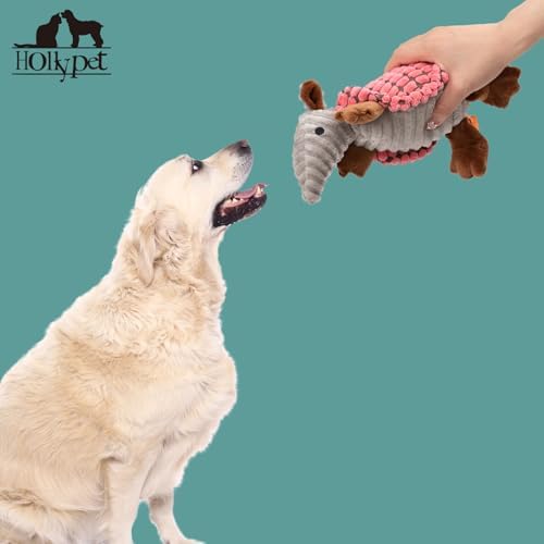Hollypet Armadillo Squeaky Puppy Dog Toys for Small Medium Dogs, 8"