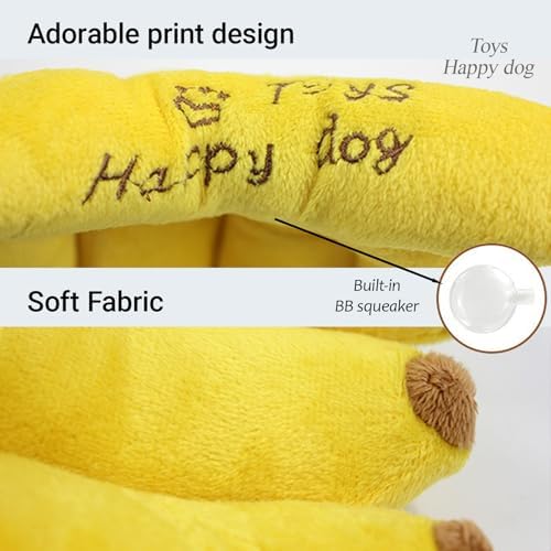 ×Plush Yellow Banana Dog Chew Toy,Squeaky Interactive Stuffed Toy