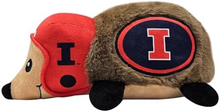 NCAA Illinois Fighting Illini Plush Hedgehog Toy for Dogs & Cats, Cool Soft Pet Toy for Fun and Interactive Play, Dog Chew Toy with Squeaker, Licensed Hot Pet Toy