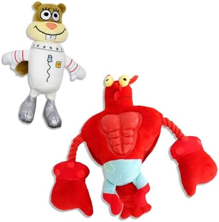 SpongeBob SquarePants, Squeaky Plush Dog Toys, Larry & Sandy, 2-Pack