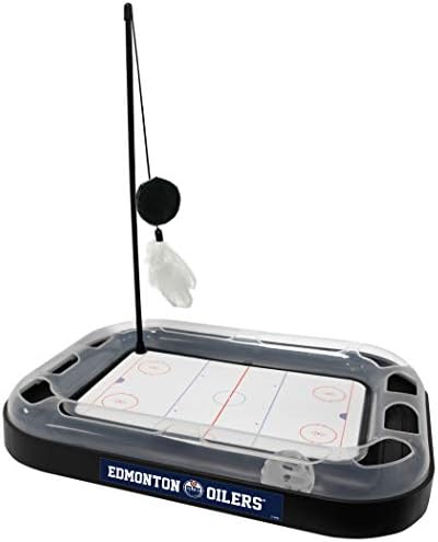 Pets First 5-in-1 NHL Edmonton Oilers Hockey Field Cat Scratcher Toy with Interactive Cat Ball Bell in Tracks
