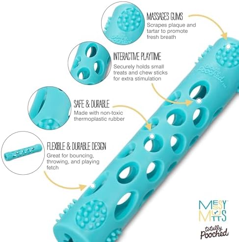 Messy Mutts Totally Pooched Huff n Puff Stick, 10 Inch, Puzzle, Teal