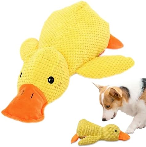 Mellow Calming Duck Dog Toy, Upgraded Calming Duck Toy for Dogs, Interactive Toy with Quack Sound, Soft Plush Stuffed Calming Duck Pillow, Durable Stuffed Dog Puppy Toys for Puppy Keep Busy (A)